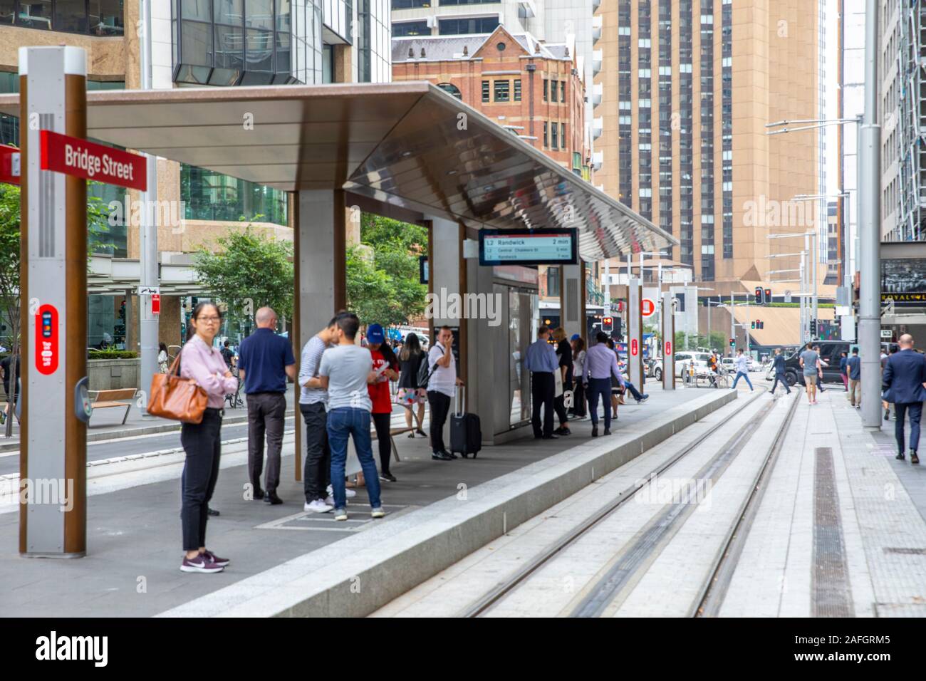 Light rail station named Bridge street on the sydney light rail route