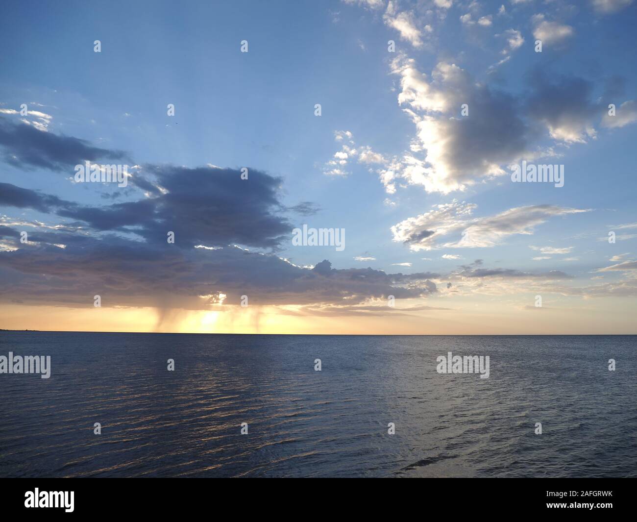 Beautiful sunset at bay of Campeche city at state of Tabasco in Mexico