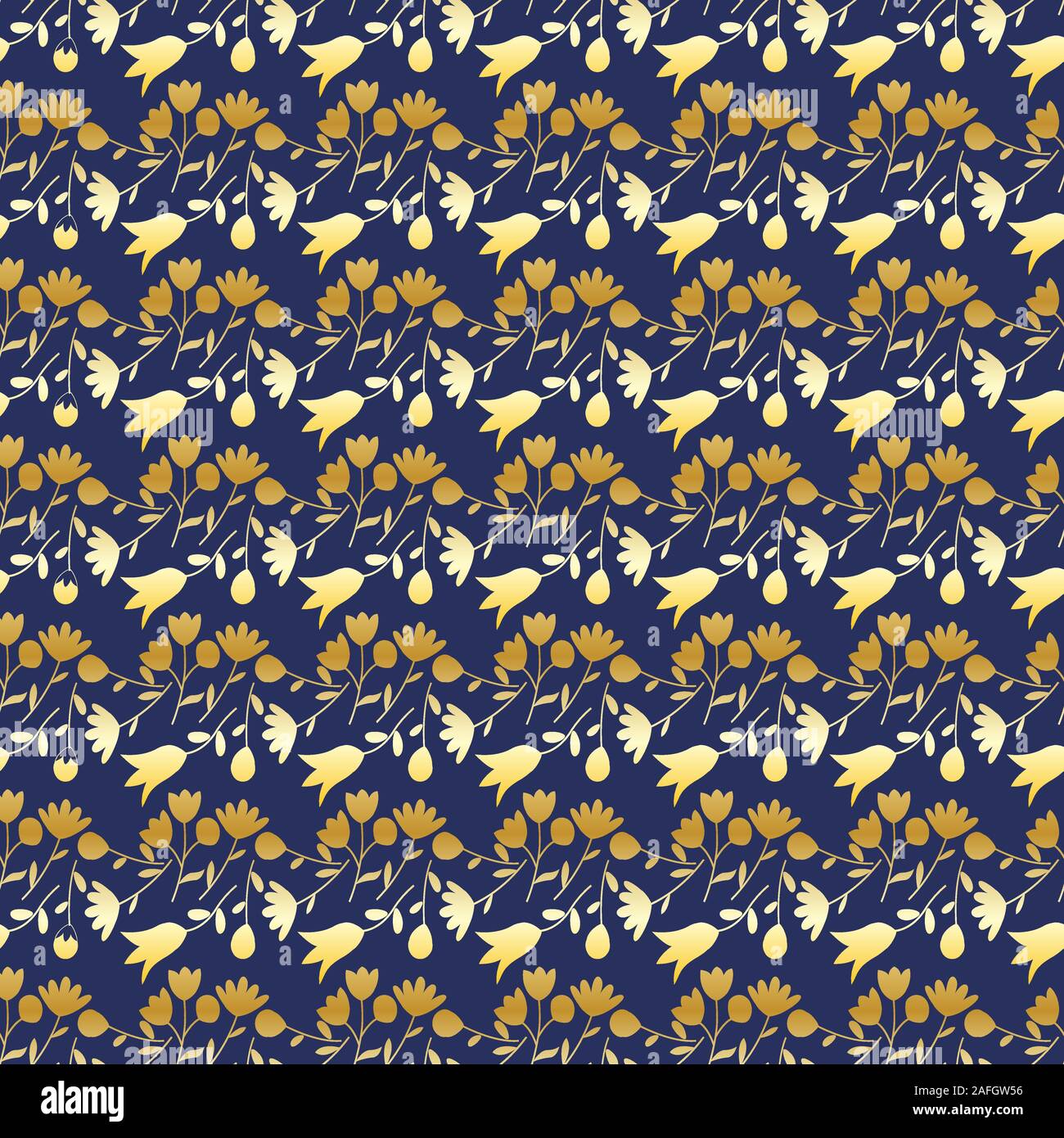 Seamless pattern with golden wildflowers on a blue background. Summer floral background. Vector illustration EPS10 Stock Vector