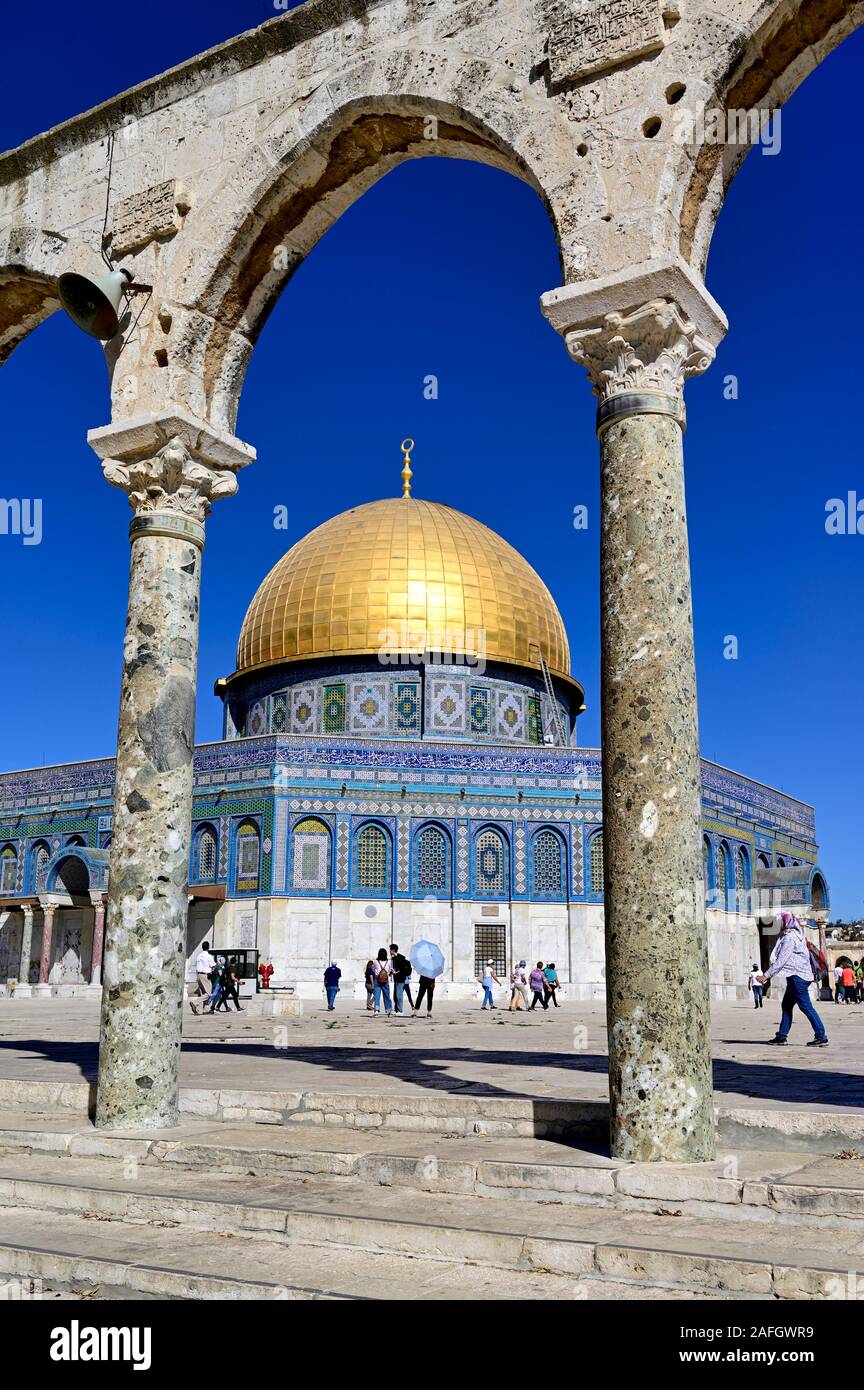 Jerusalem Israel. Dome of the rock mosque at Temple Mount Stock Photo