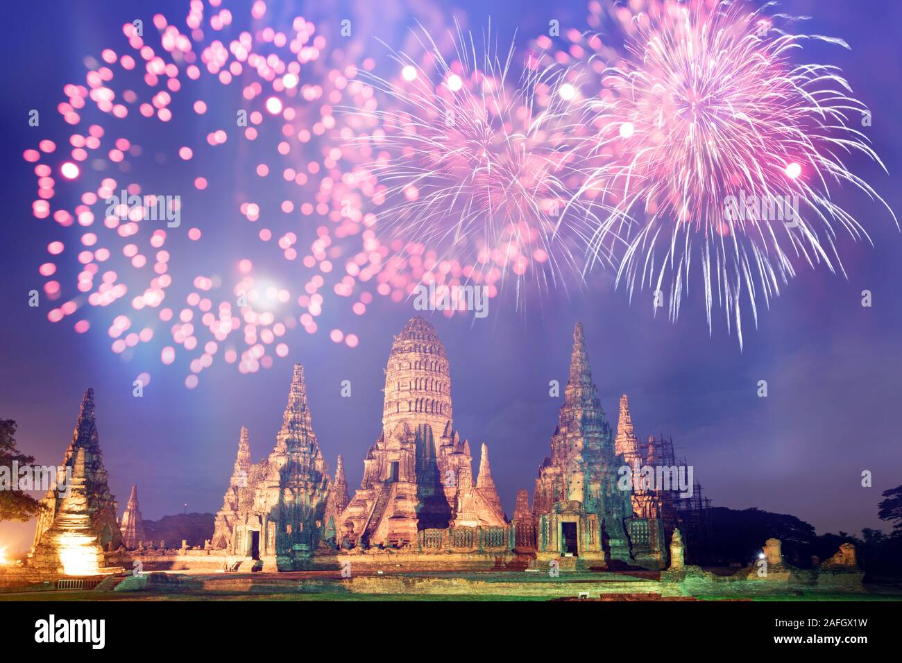 Exotic New Year Celebrating the New Year in Thailand with fireworks