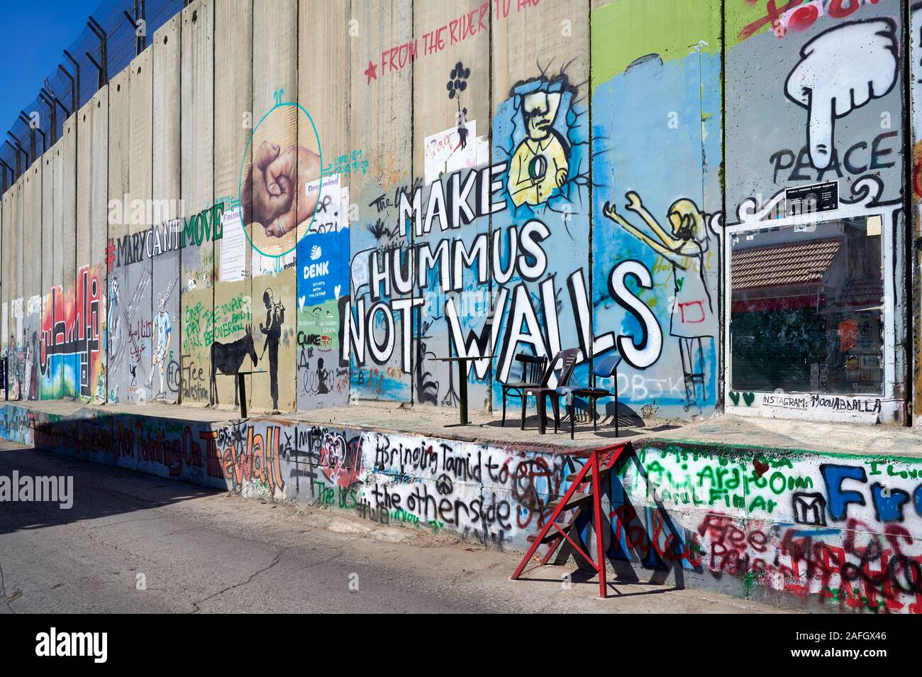 Jerusalem Israel. The west bank separation wall in Bethlehem Stock Photo