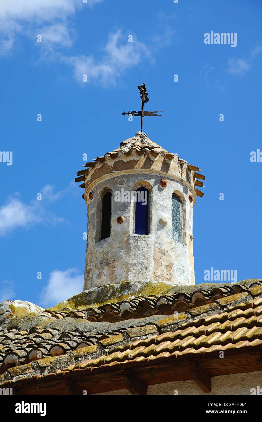 Round tower on top of the Santa Maria church, Albox, Almeria Province, Andalucia, Spain, Europe Stock Photo