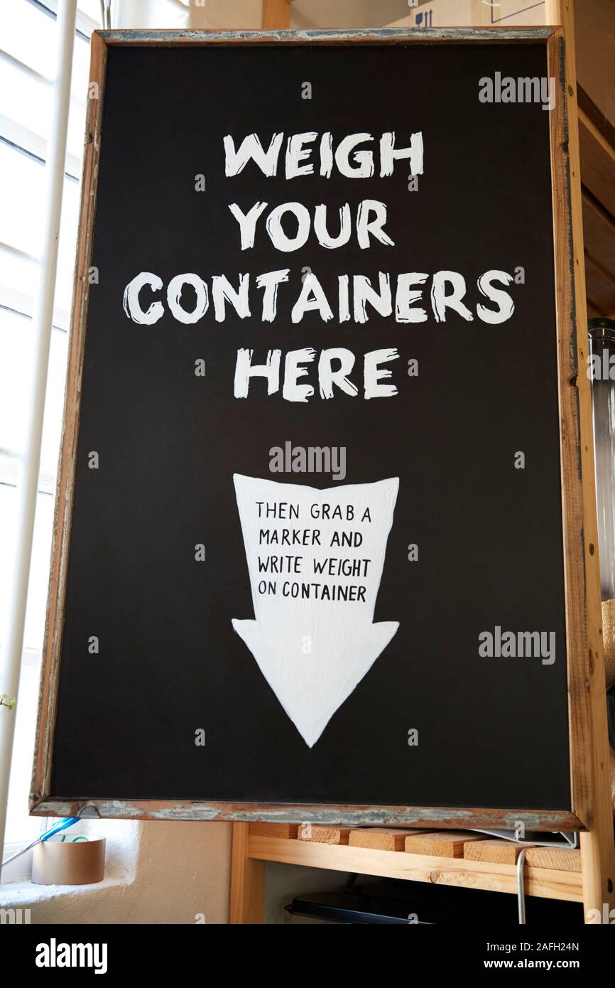 Weigh Your Container Sign In Sustainable Plastic Free Grocery Store ...