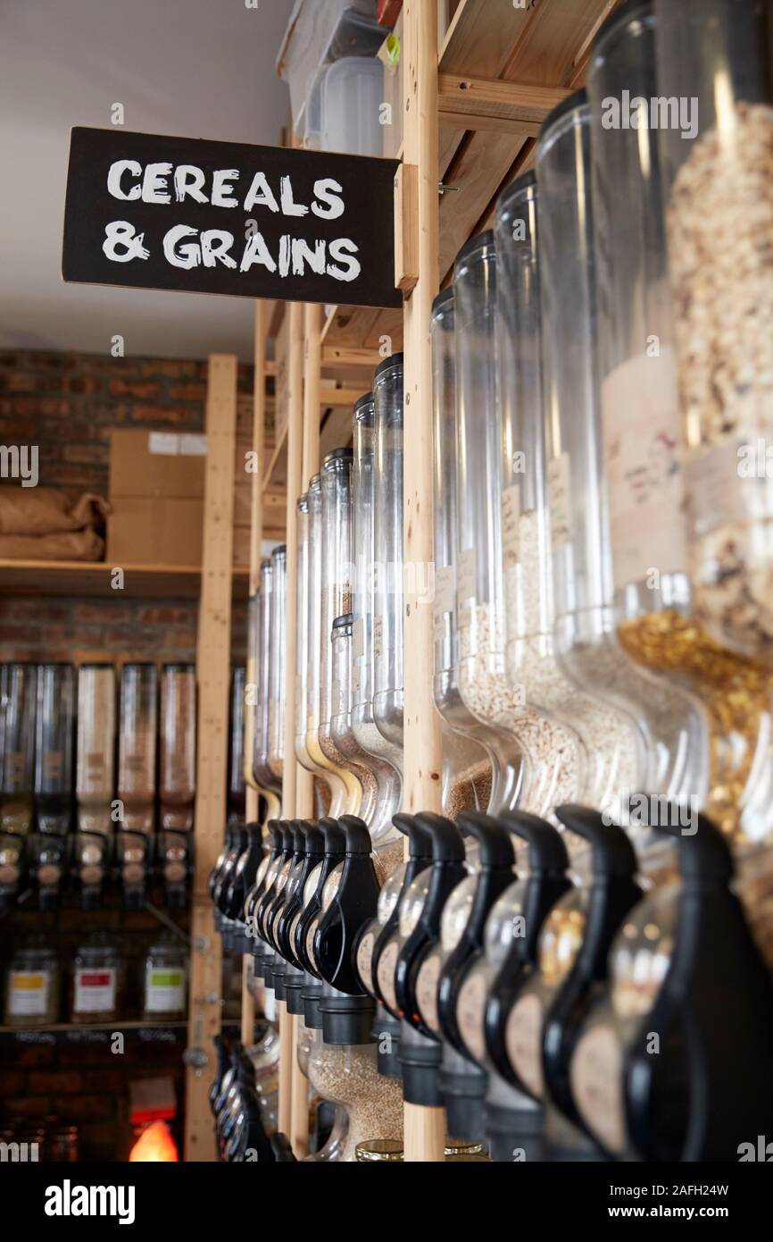 Dispensers For Cereals And Grains In Sustainable Plastic Free Grocery