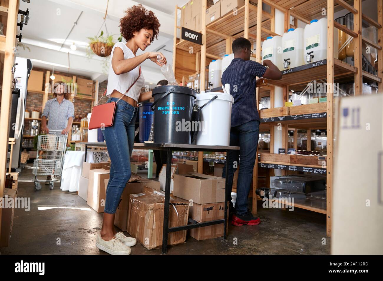 Shoppers Buying Home And Body Products In Sustainable Plastic Free