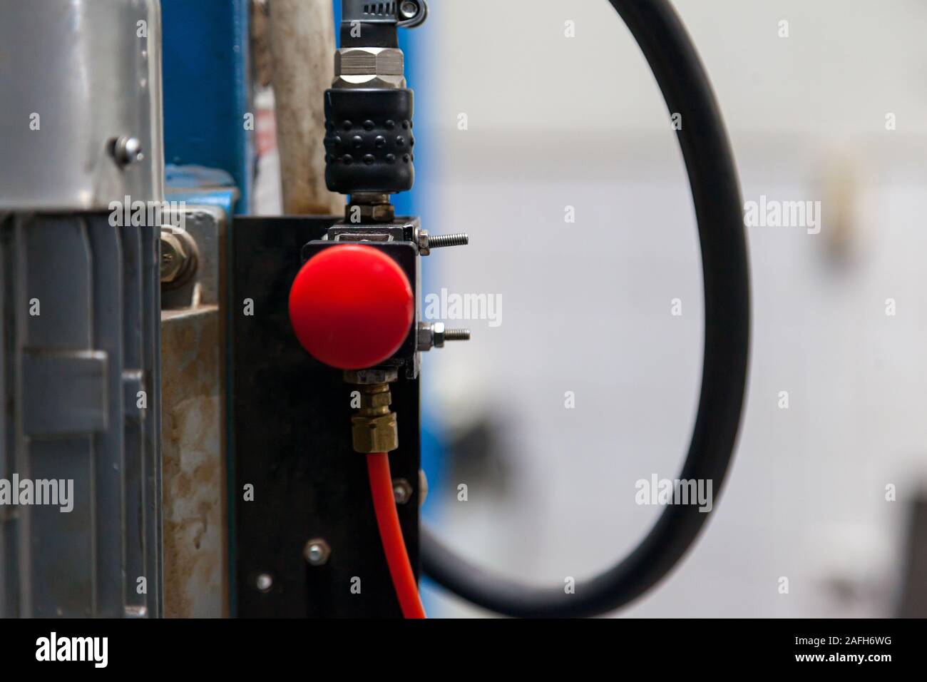 Big red stop button Stock Photo