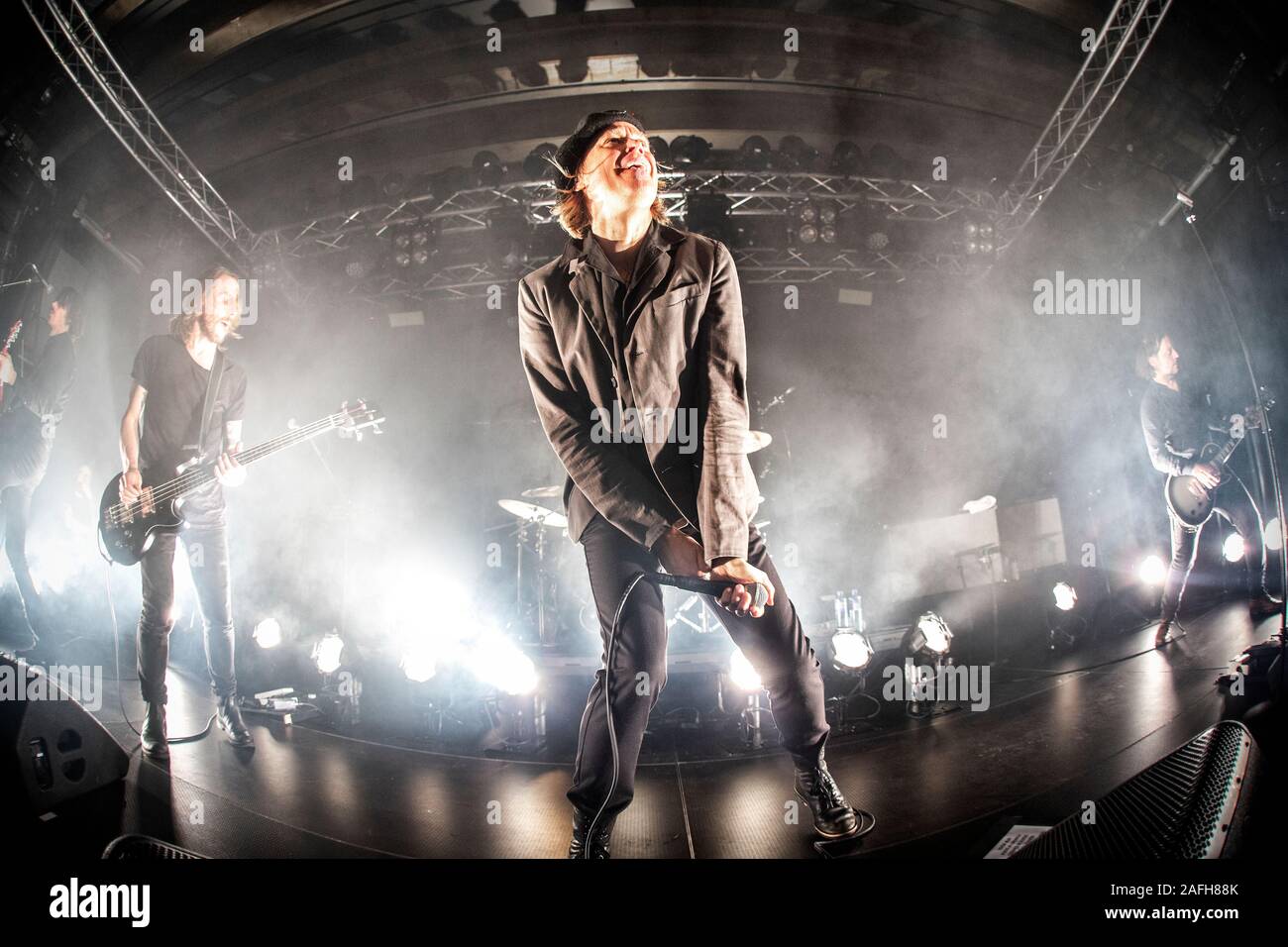 Oslo, Norway. 15th Dec, 2019. The Swedish hardcore punk band Refused  performs a live concert at Vulkan Arena in Oslo. Here vocalist Dennis  Lyxzen is seen live on stage. (Photo Credit: Gonzales
