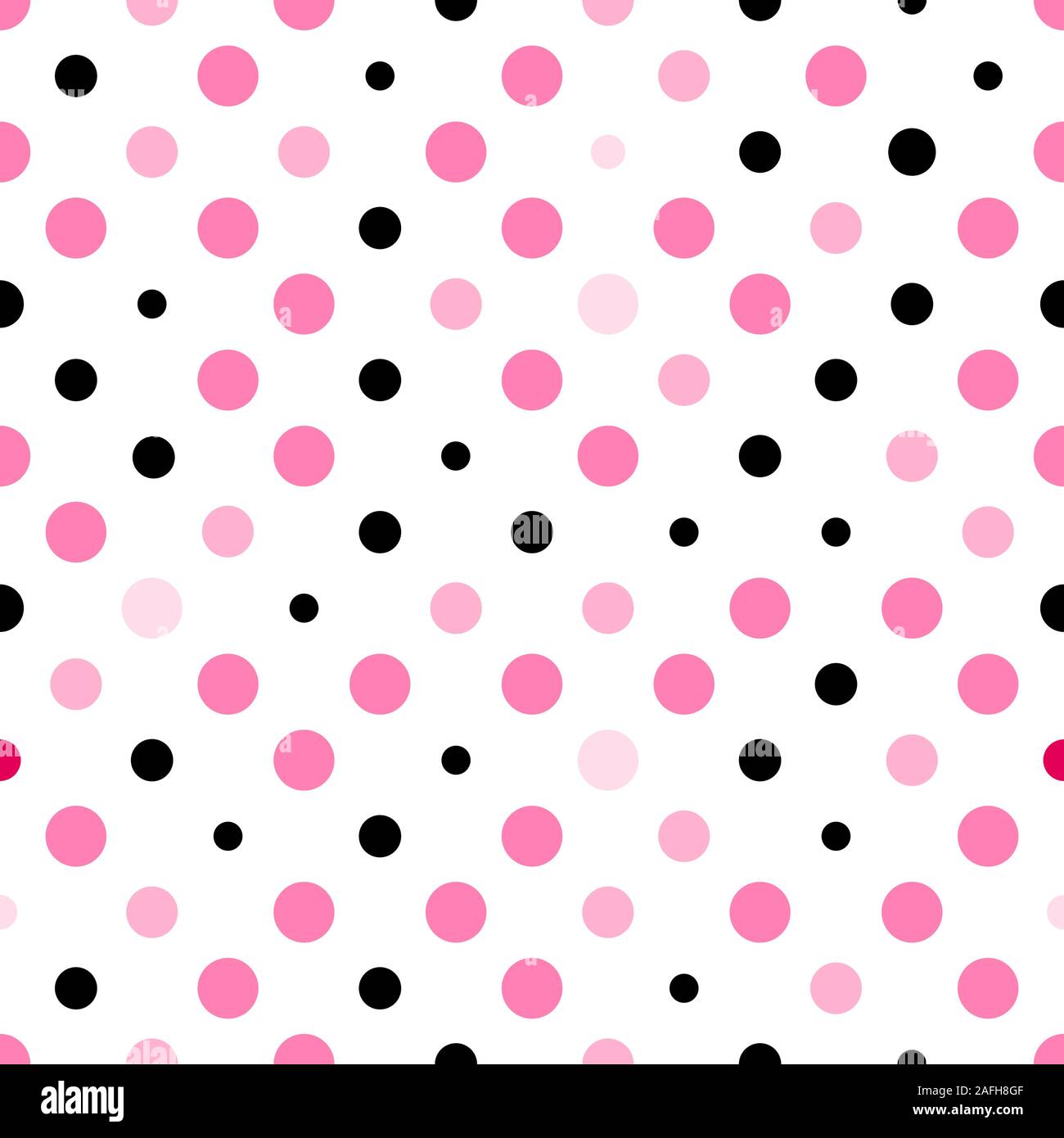 Seamless polka dot texture. Pink and black on white. Retro polka dots ...
