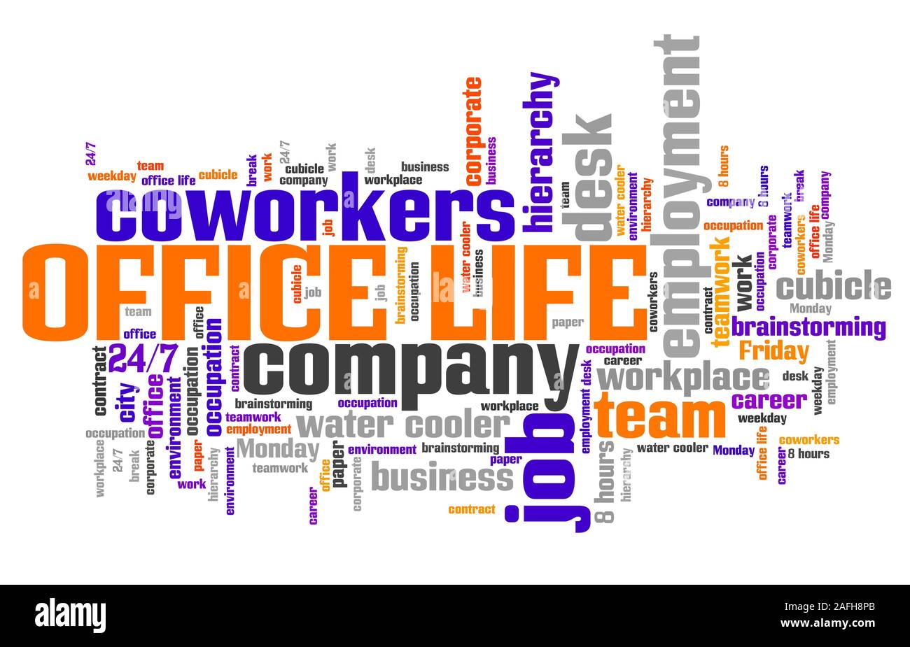 Office life concept - workplace interaction word cloud Stock Photo - Alamy