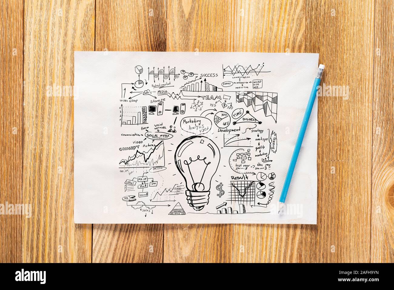 Business infographics pencil hand drawn Stock Photo