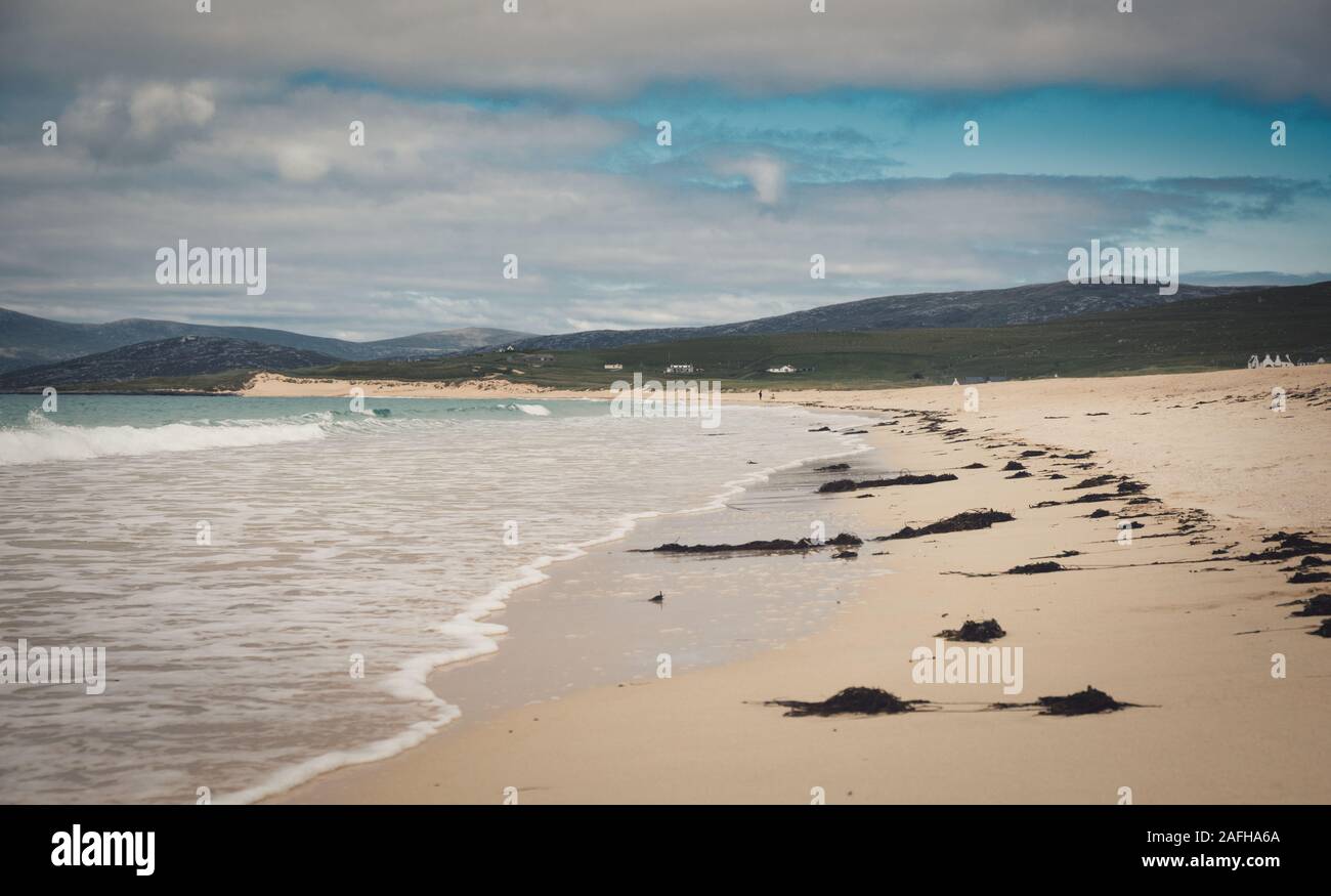 Borve (Traigh Mhor) beach on the Atlantic coast of Isle of Harris, Outer Hebrides, Scotland Stock Photo