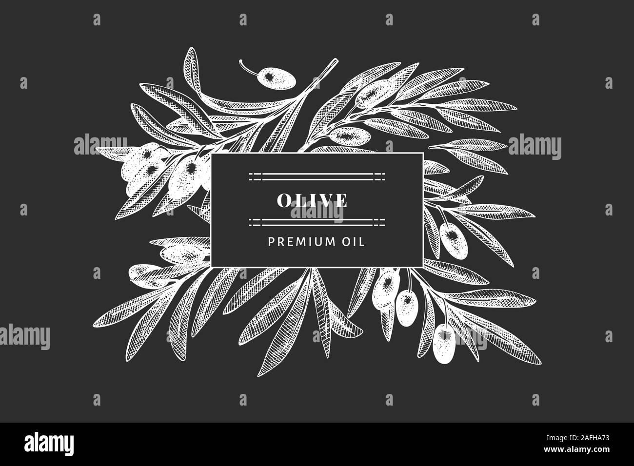 Olive branch design template. Hand drawn vector food illustration on ...