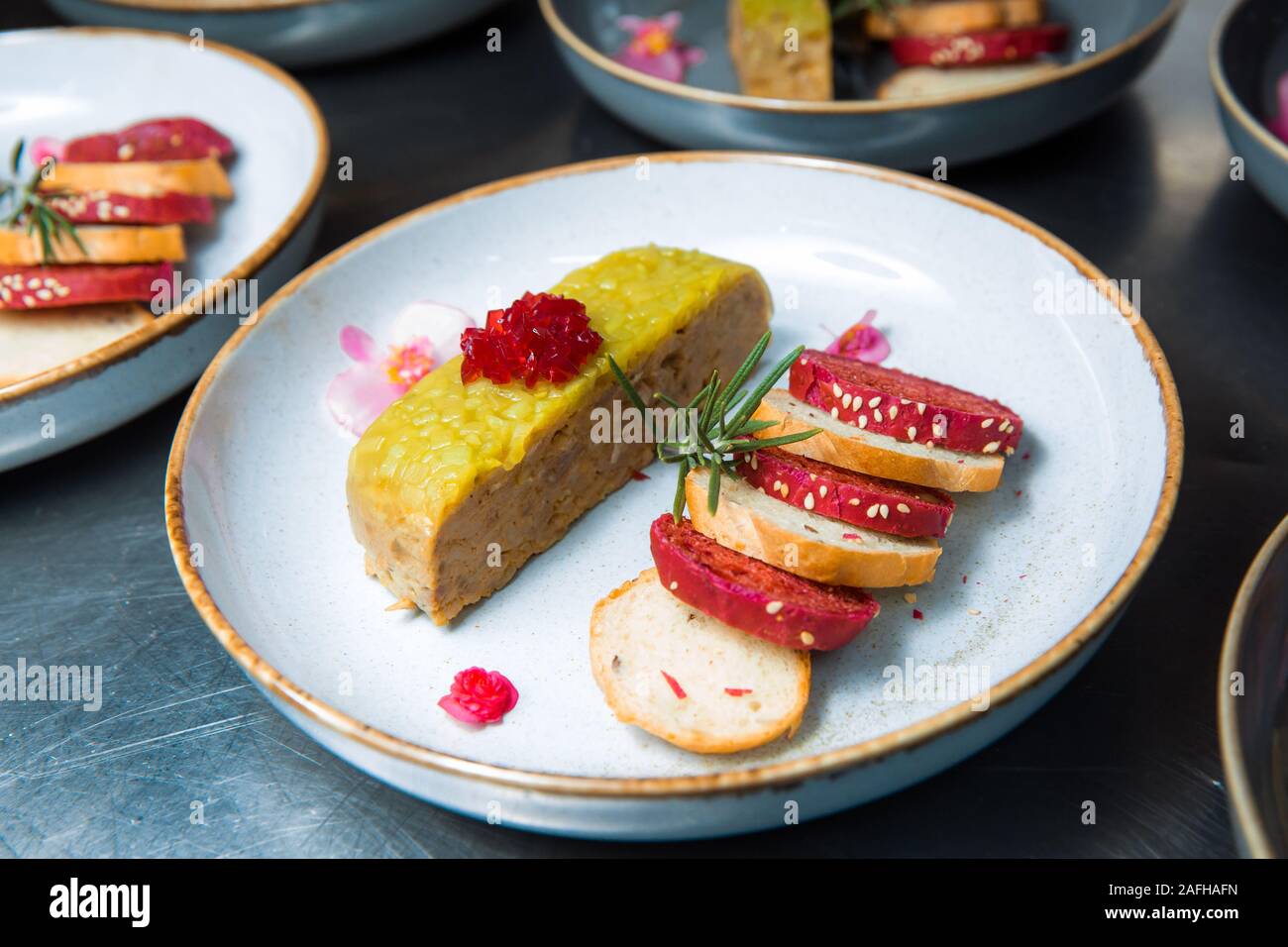Duck terrine with autumn fruit and red wine jelly Stock Photo Alamy