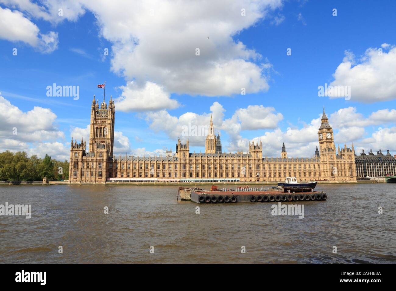 London UK - Palace of Westminster (Houses of Parliament). UNESCO World Heritage Site. Stock Photo