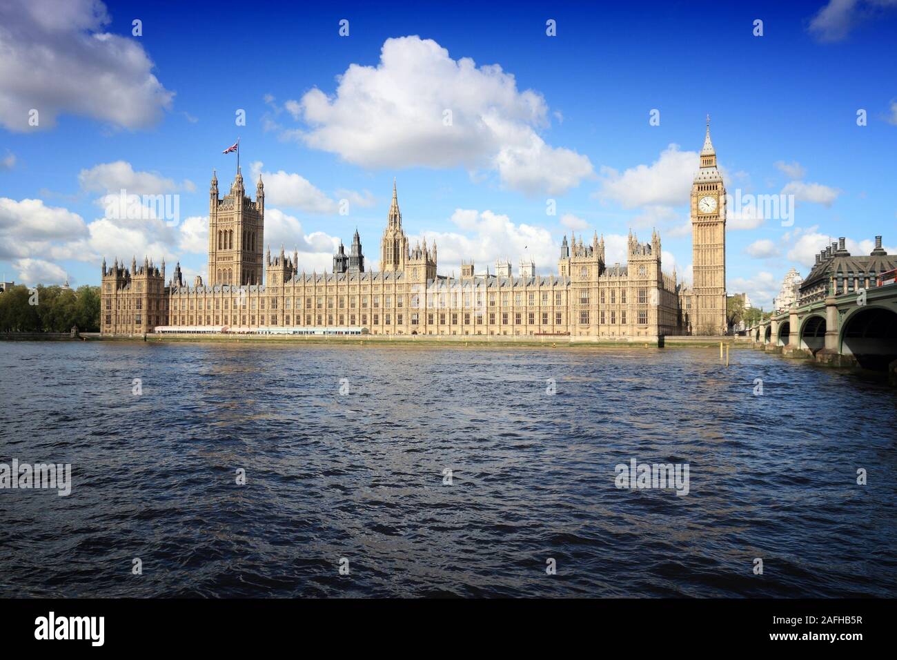 London UK - Palace of Westminster (Houses of Parliament). UNESCO World Heritage Site. Stock Photo
