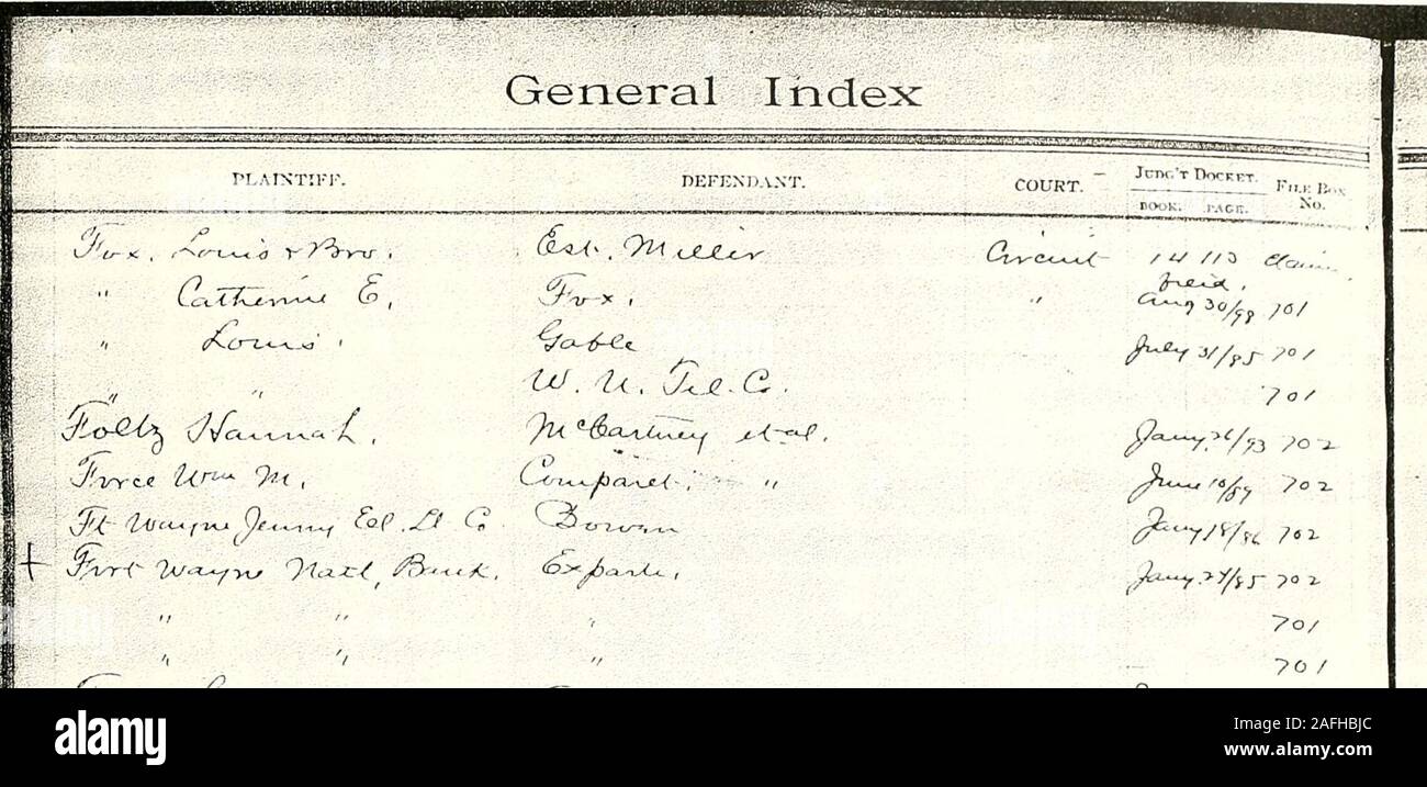 . Allen county, Indiana, circuit court record general index. ^-r. 3 // ^-7 CLA. Aw, -y,^ ^76 ePiy^, 3 /tf 9 7/J t^^, f*?V- .^^ ^i o /O. o. ../^, C ic ,, ^-A..^^ ifd -0^-^, -/? •I ^77 / Co-fi &gt;//J^ i-yy / ^^&gt;/,. 07 V -^^-v. v:^. 1/ • ©CA»- f/^^ C-yJ^ )? Twv./^^ ^/ m./.. .^^, ^ J).^ ../,, &9 X- C5.^.. .^^ ^?&lt; ?/ XP^-, /»^&lt;, li 7 / , -h.^.y?^ if? o^-w. y/f. ^rr / ^t^TT. ^ /ya ^s^ (p^^^.4. dB? / a,^ j,/^^ 4V ?)^&lt;f^.?/^a &lt;ir&lt;i: i-^^ U: ^^7 ic^^ /a/. %^^-^.i-cl^, J,^;^ i&gt;f2^^- cf, R,C^.,(X Stock Photo