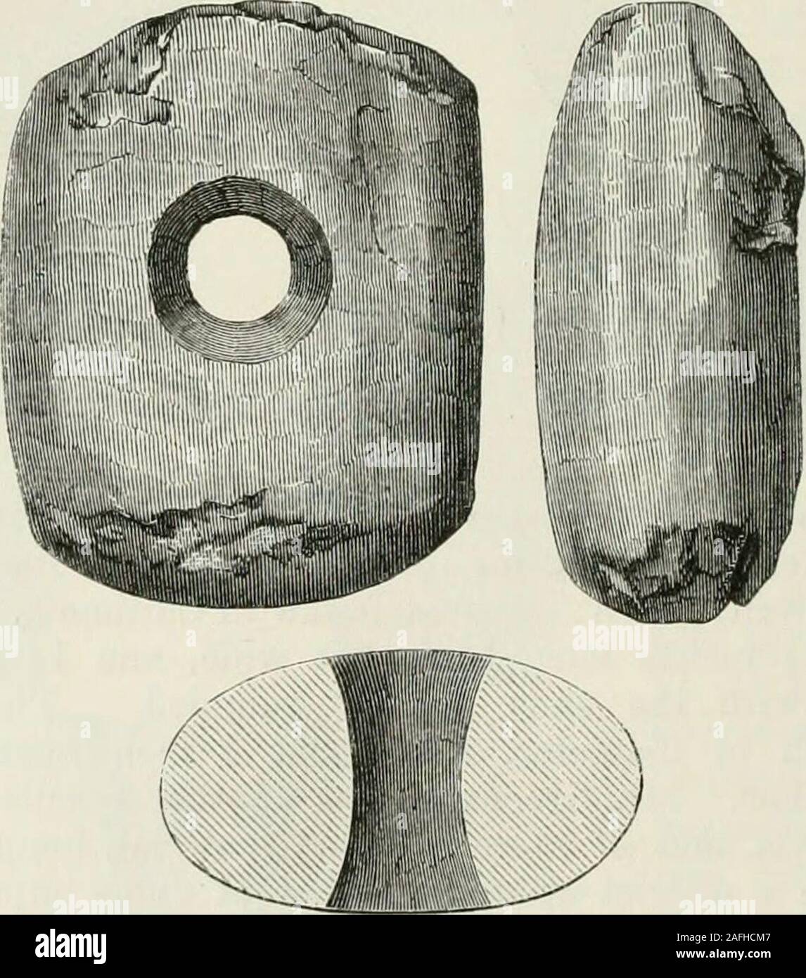 . The ancient stone implements, weapons, and ornaments, of Great Britain. Fig. 148.—Caitlmess.. Fig. l-i9.—Leeds. i found in Reach Fen, Cambridge, which has also the appearance of havingbeen made from a fragment of a broken celt. I have seen another of thesame kind, found near Brixham, in Devonshire. * Iroc. Soc. Ant. Scut., vol. vii. p. 499. t Ant. Tidsk., 1858—60, p. 277- MADE FROM BROKEN CEI,TS. 199 I have another specimen, in which a portion of an implement of largersize has also been utilized for a fresh purpose. In this case the sharperend of a large axe-head of stone, probably much like Stock Photo