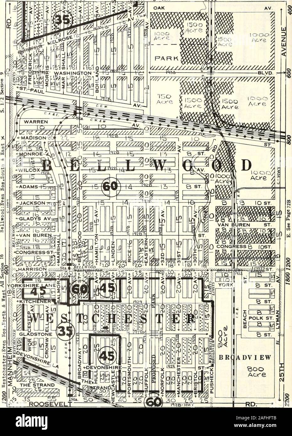 . Olcott's land values blue book of Chicago. E.l All s ; Z Class 6-12-56-Areer E.400 S. See Page 82 10 Class 5-C-li-56-4o-ADer E.800 72 A OLCOTTS LAND VALUES & ZONING 1936 4100 3700 T. 39 N.—R. 12 E. N. See Page 62A 2900 2S00. LiJIZ , &lt;rJ| 2 THE STRAND ROOSEVELT 10400 3V/i Sec S. See Page 82AClass £-b-4- Vac Lota-Amer 10000 &lt;fi Sec 16 Class £-5-4-15-i:o3t Vac-Acierri Sec 16 Class 4-15-i;ew Sub-Amer 9800 2500 SEi Sec 9-roat Vac-Amer NEi Sec 16 Class 2-3-4-15-H03t Vac-Aner aE-|- Sec 16 Class 4-15-lTew Sub Vac-Amer OLCOTTS LAND VALUES & ZONING 1936 Stock Photo