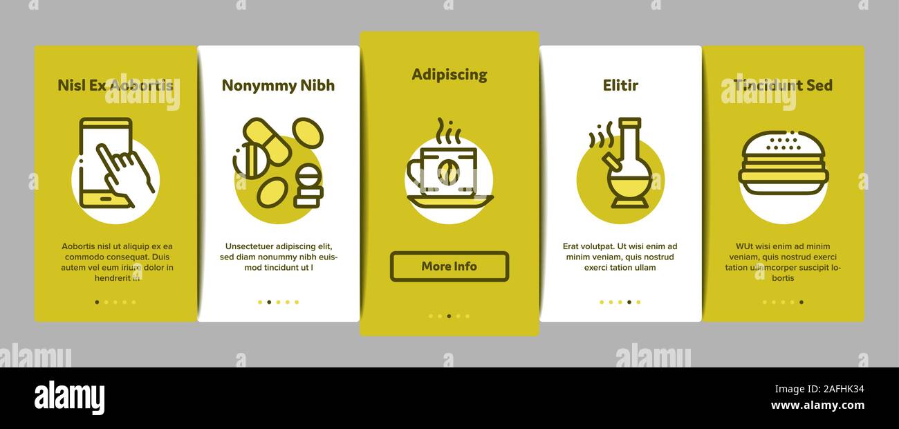 Addiction Bad Habits Onboarding Elements Icons Set Vector Stock Vector