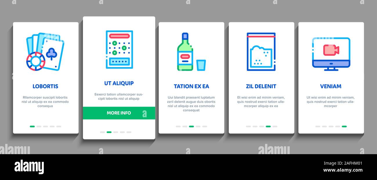 Addiction Bad Habits Onboarding Elements Icons Set Vector Stock Vector