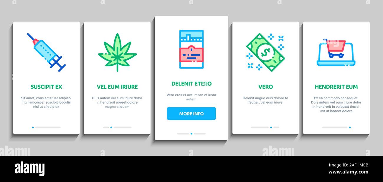 Addiction Bad Habits Onboarding Elements Icons Set Vector Stock Vector