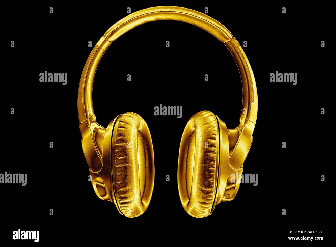 Golden shiny wireless headphones on black background isolated closeup,  expensive gold metal bluetooth headset, modern high end wi-fi yellow  earphones Stock Photo - Alamy