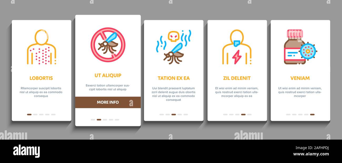 Malaria Illness Dengue Onboarding Elements Icons Set Vector Stock ...
