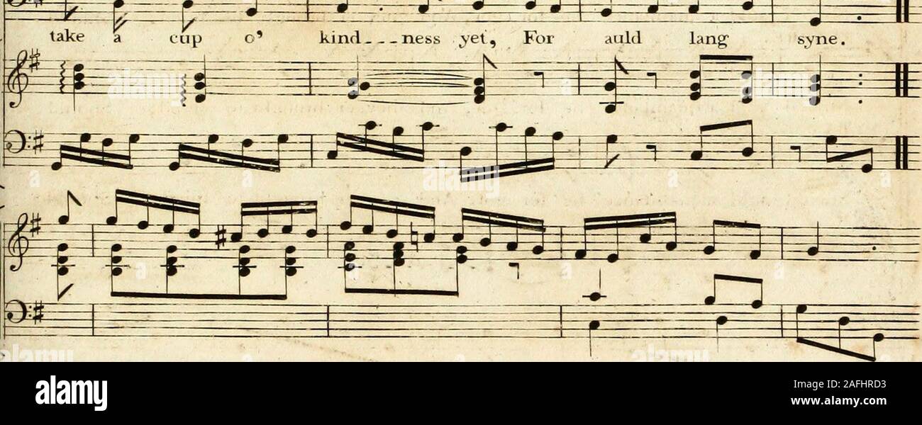 . [A composite music volume containing different issues of Thomson's octavo] collection of the songs of Burns, Sir Walter Scott ...: united to the select melodies of Scotland, and of Ireland & Wales. take a cup o kind ness yet, For auld lang ^-^ rfe= i- J-. n i ,n ^ syne i syne.. Verse 2n.d * It the voting Player find the following elegantly varied Accompaniment difticiilt. the simple one to Verse Is.*mav lie substituted: k.. k Stock Photo