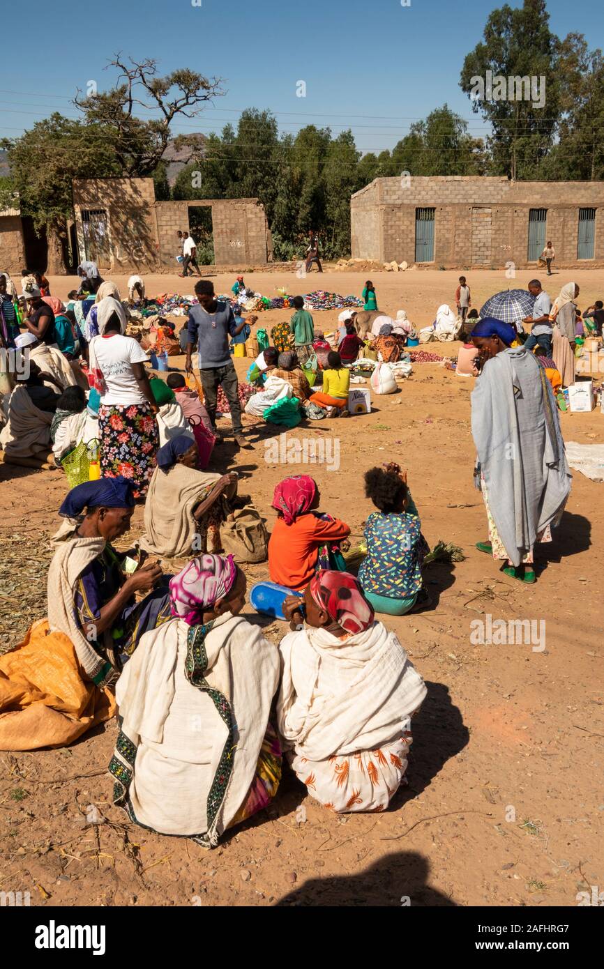 Ethiopia, Tigray, Wukro, Abraha Atsbeha village, weekly market, women traders Stock Photo