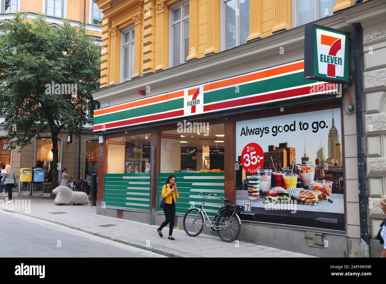 STOCKHOLM, SWEDEN AUGUST 24, 2018 7Eleven convenience store in Stockholm, Sweden. 7Eleven