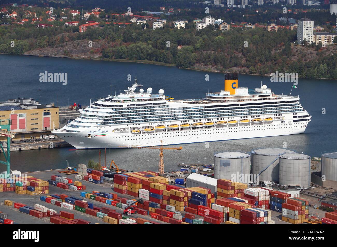 STOCKHOLM, SWEDEN - AUGUST 24, 2018: Costa Magica ship at Stockholm harbor, Sweden. Costa Cruises is part of Carnival Corporation. Stock Photo