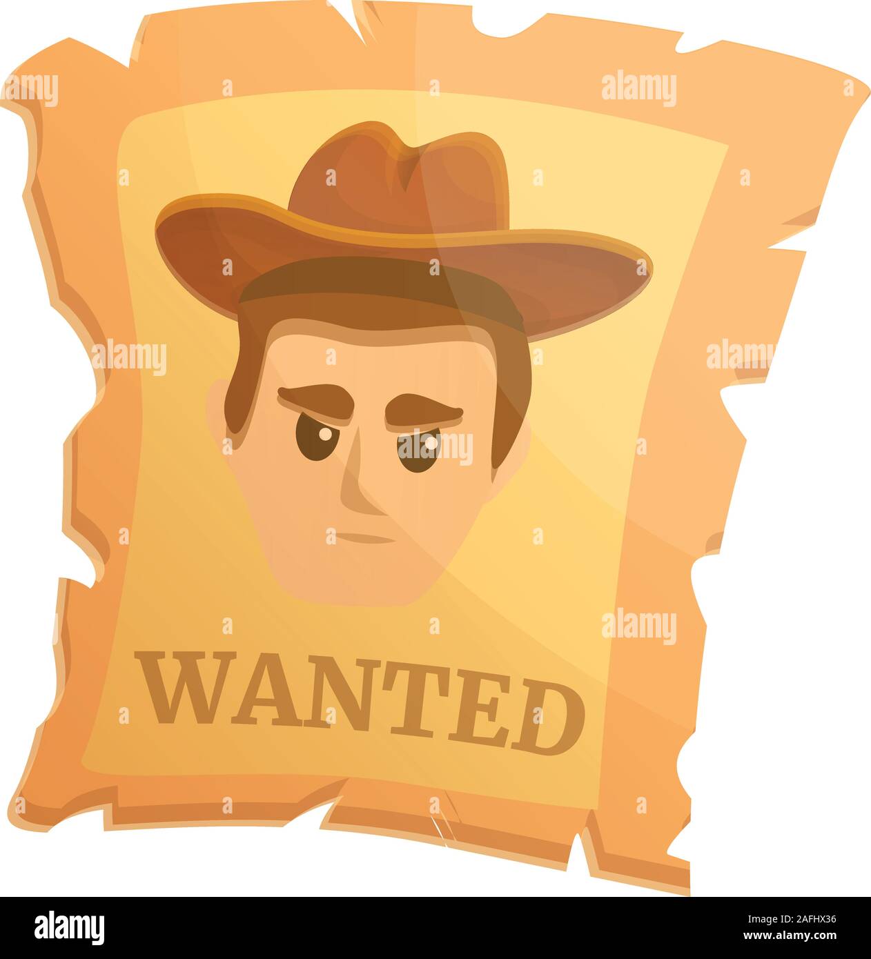 Wanted western paper icon. Cartoon of wanted western paper vector icon for web design isolated on white background Stock Vector