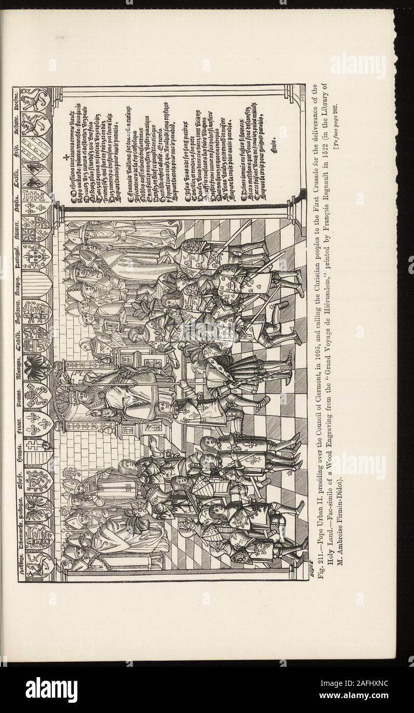 . Military and religious life in the Middle Ages and at the period of the Renaissance. al troops, transported his seat of government to Benevento, where hedisplayed more resolution than before, crowning Conrad, son of the emperor,King of the Romans, after getting him to abjure the schism, and excom-municated Philip I., who had sent away his wife in order to marry hisconcubine. After this, he returned to Rome in time to celebrate theChristmas services. He expelled the anti-pope, Guibert, and his followers,recovered the independence of the tiara, and assembled at Placentia, amidstthe schismatica Stock Photo