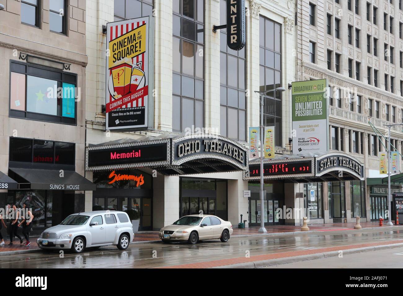 CLEVELAND, USA - JUNE 29, 2013: People visit theatres of Euclid Avenue in Cleveland. Cleveland is the 2nd largest urban area in Ohio with more than 2 Stock Photo