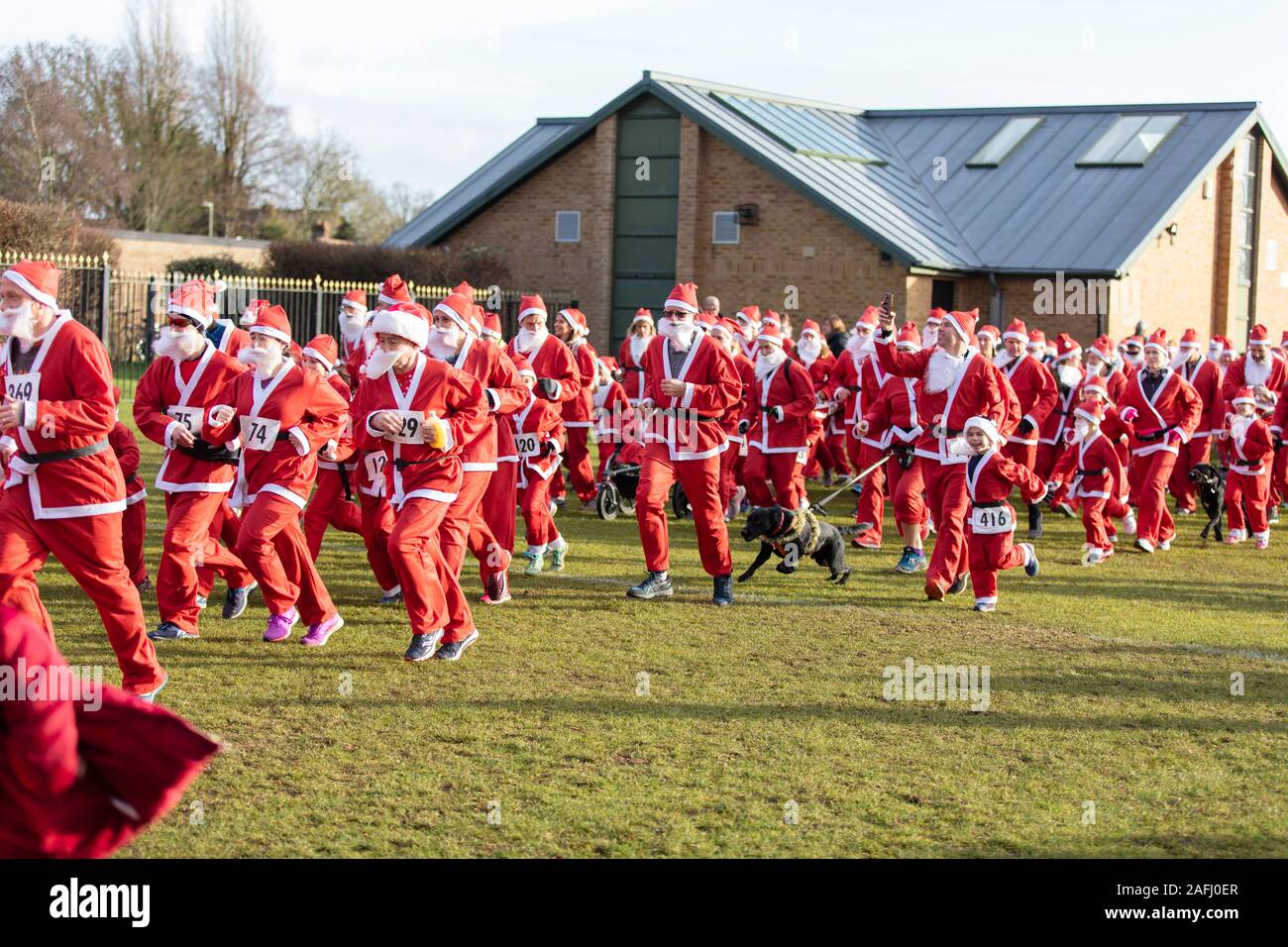 Oxfordshire, UK - December 14th 2019: People dressed as Father ...