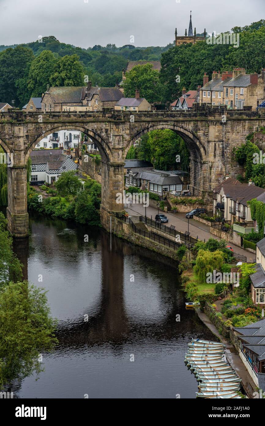 KNARESBOROUGH, UNITED KINGDOM - AUGUST 14: This is a view of Knaresborough, an old riverside town in the Borough of Harrogate on August 14, 2019 in Kn Stock Photo