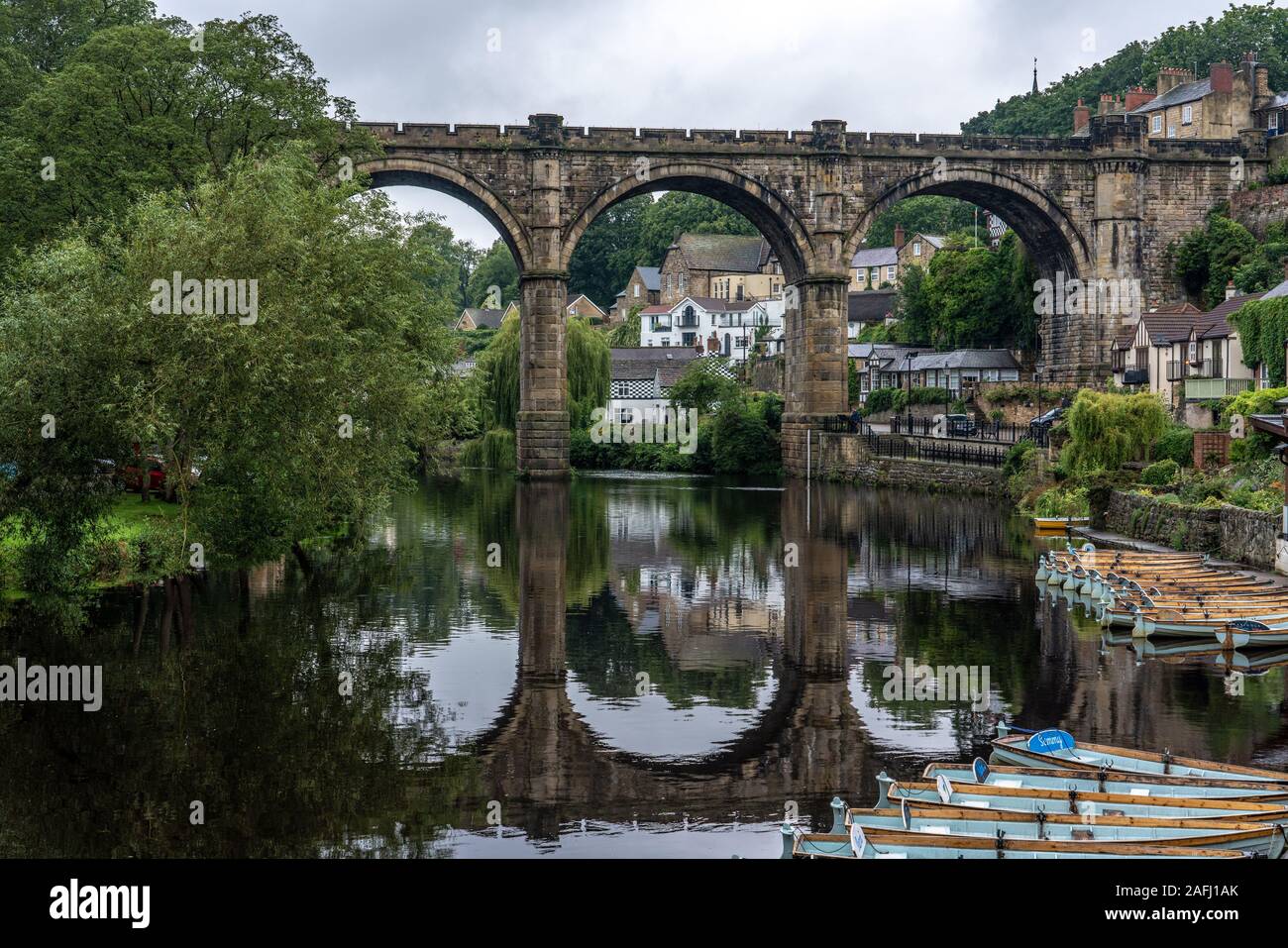 KNARESBOROUGH, UNITED KINGDOM - AUGUST 14: This is a view of Knaresborough, an old riverside town in the Borough of Harrogate on August 14, 2019 in Kn Stock Photo