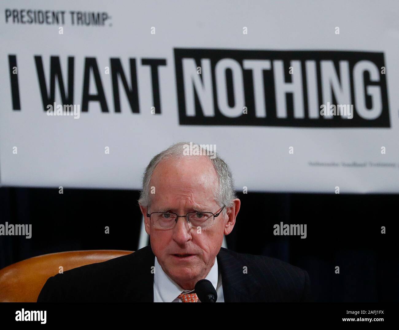 Washington, United States Of America. 20th Nov, 2019. United States Representative Mike Conaway (Republican of Texas) questions U.S. Ambassador to the European Union Gordon Sondland during a House Intelligence Committee hearing as part of the impeachment inquiry into U.S. President Donald Trump on Capitol Hill in Washington, U.S., November 20, 2019. Credit: Yara Nardi/Pool via CNP | usage worldwide Credit: dpa/Alamy Live News Stock Photo