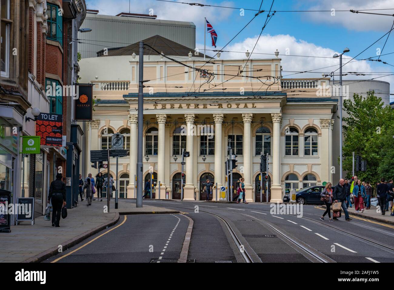 NOTTINGHAM, UNITED KINGDOM - AUGUST 15: View of the Theatre Royal building, a landmark building used for theatre performances on August 15, 2019 in No Stock Photo
