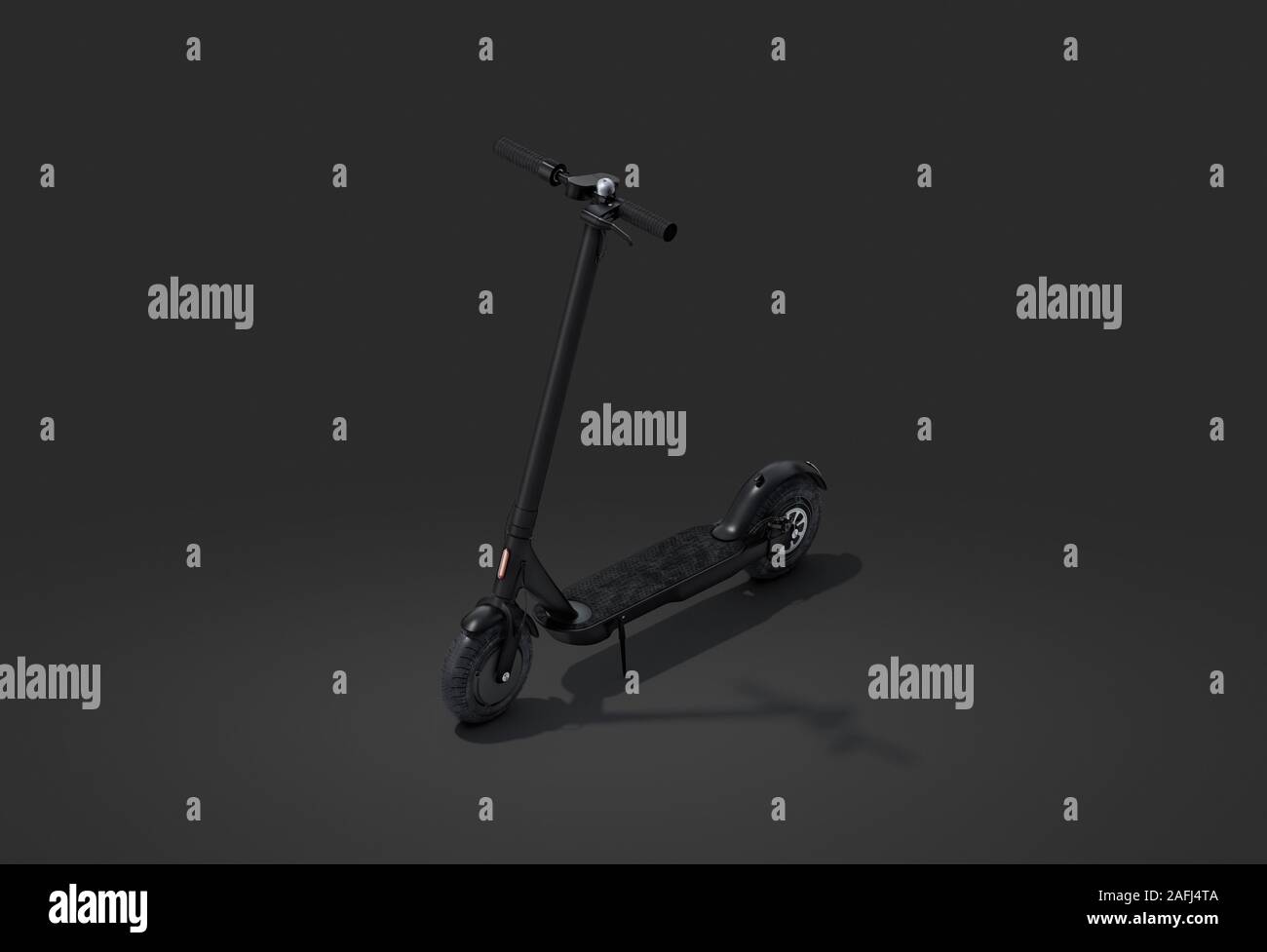 Blank black electric scooter mockup on dark background Stock Photo