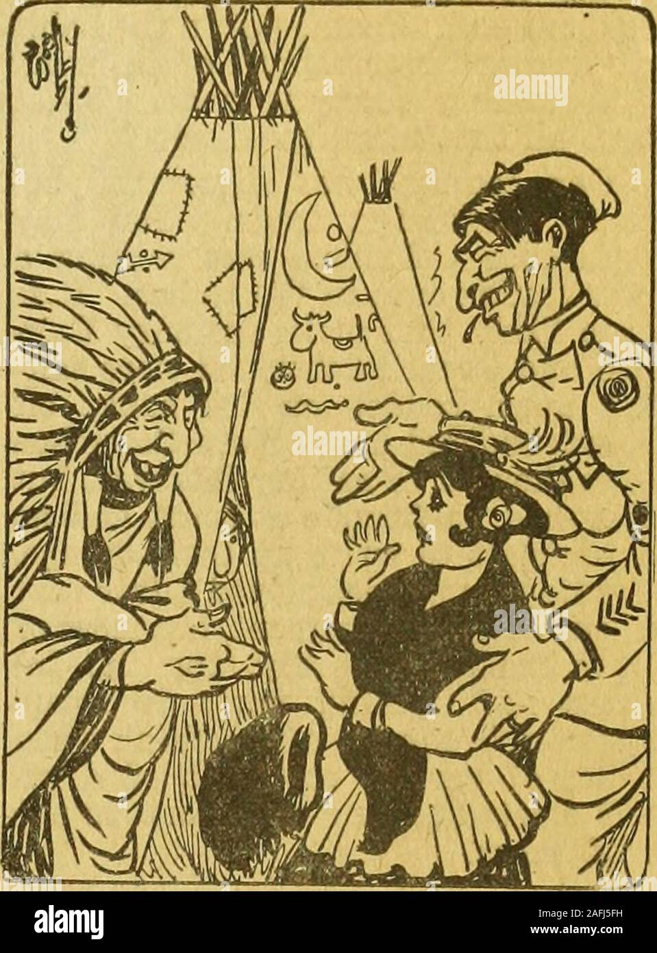 . The American Legion Weekly [Volume 2, No. 15 (May 7, 1920)]. And hes making Injun eyesAt the lady of the place;And she doesnt mind a bit, Or her heart belies her face-In the little cabaret With the rooster on the sign,She is full of love and wonder-He is full of love and wine!. And shed better watch her step, For she isnt flirting nowWith an ordinary Yank She could regulate somehow;Arid if White Bear likes her style, In his savage Red Mans way,Shell be saying Au Revoir To her little French cafe! For the Chief is not a flirt, Never kissed the blarney-stone; When he grabs her by the hair, That Stock Photo