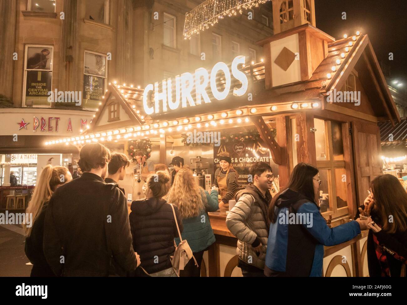 Churros food stall at Newcastle Christmas market. Newcastle upon Tyne.UK Stock Photo