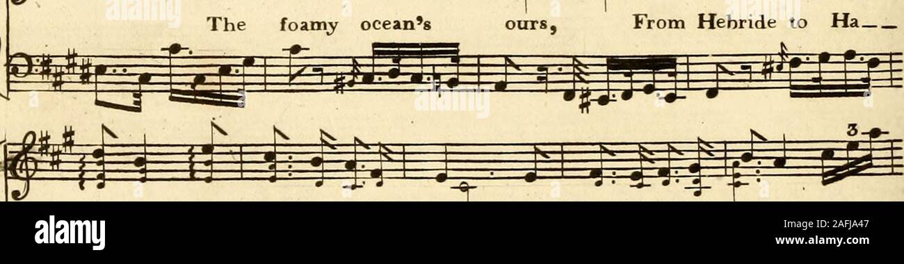 . [A composite music volume containing different issues of Thomson's octavo] collection of the songs of Burns, Sir Walter Scott ...: united to the select melodies of Scotland, and of Ireland & Wales. 1 jUl r 1 III ,ILLUH. vannah; And thou shaltbe my Queen, And reign upon it Anna. Stock Photo