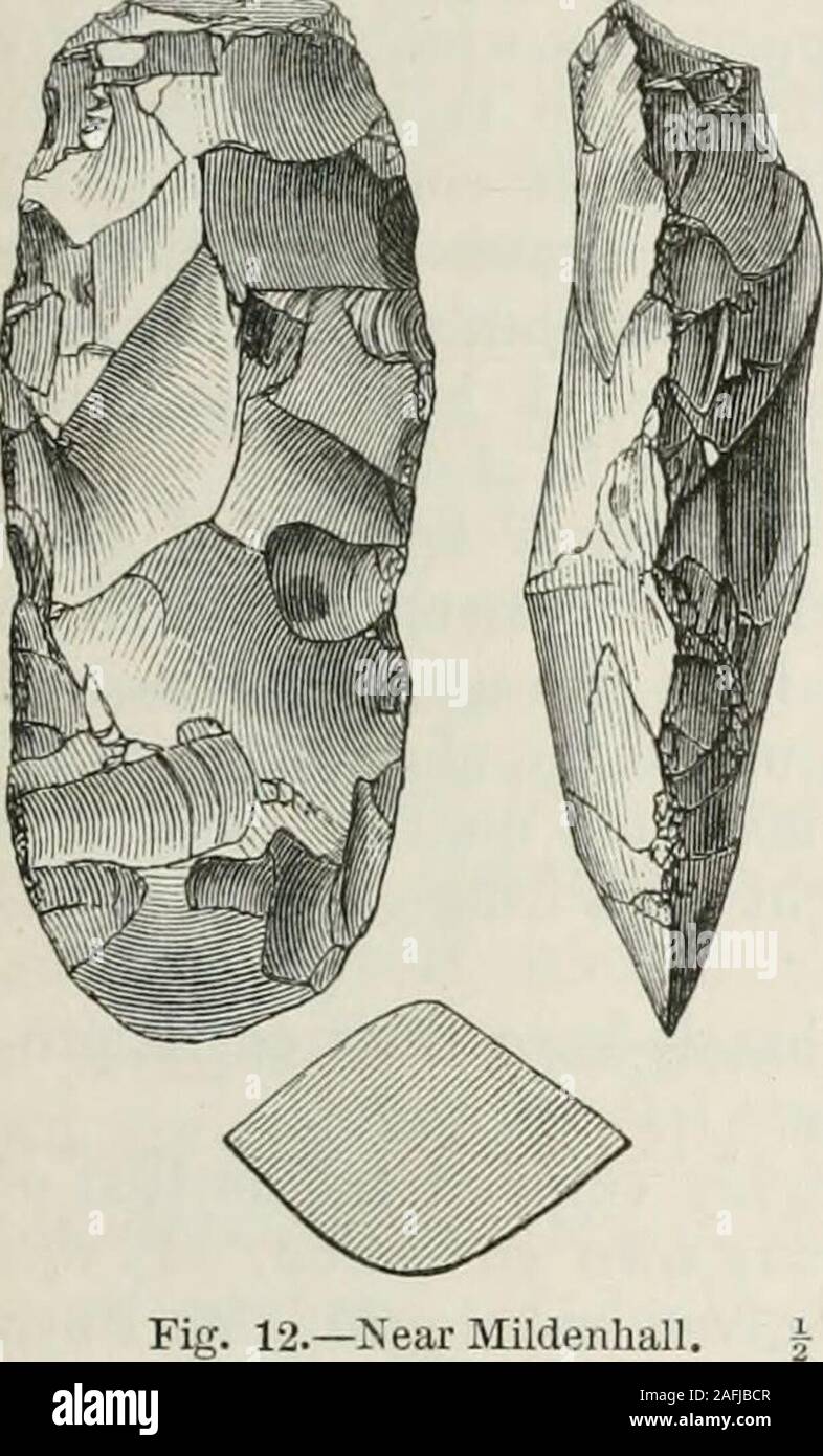 Stone tools including chopping tools, hand-axes, picks and spheroids, from  the Acheulean industry. Acheulean refers to an archaeological industry of  stone tool manufacture characterized by distinctive oval and pear-shaped  'hand-axes' associated with