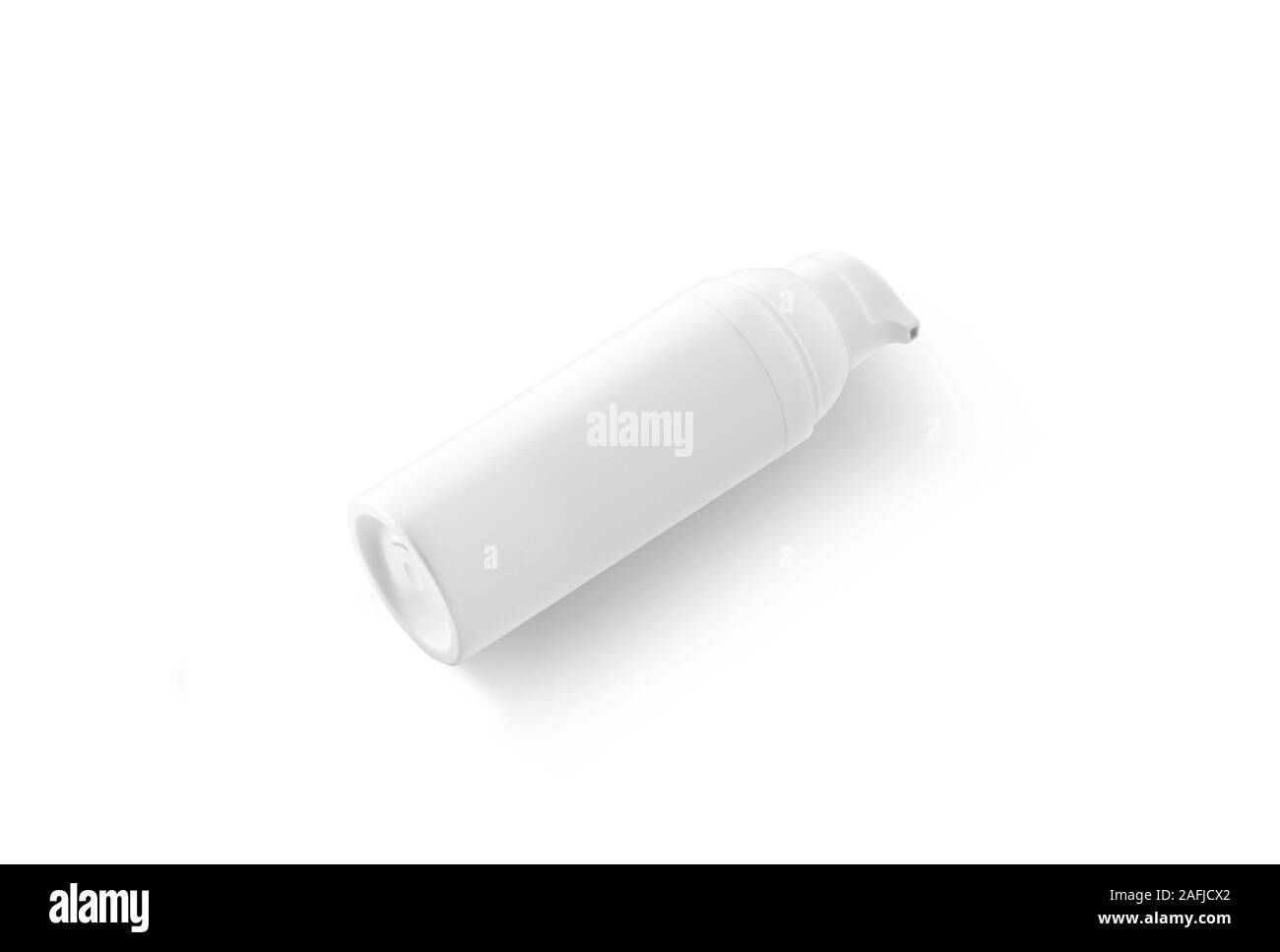 Blank white cream bottle mockup lying, side view Stock Photo