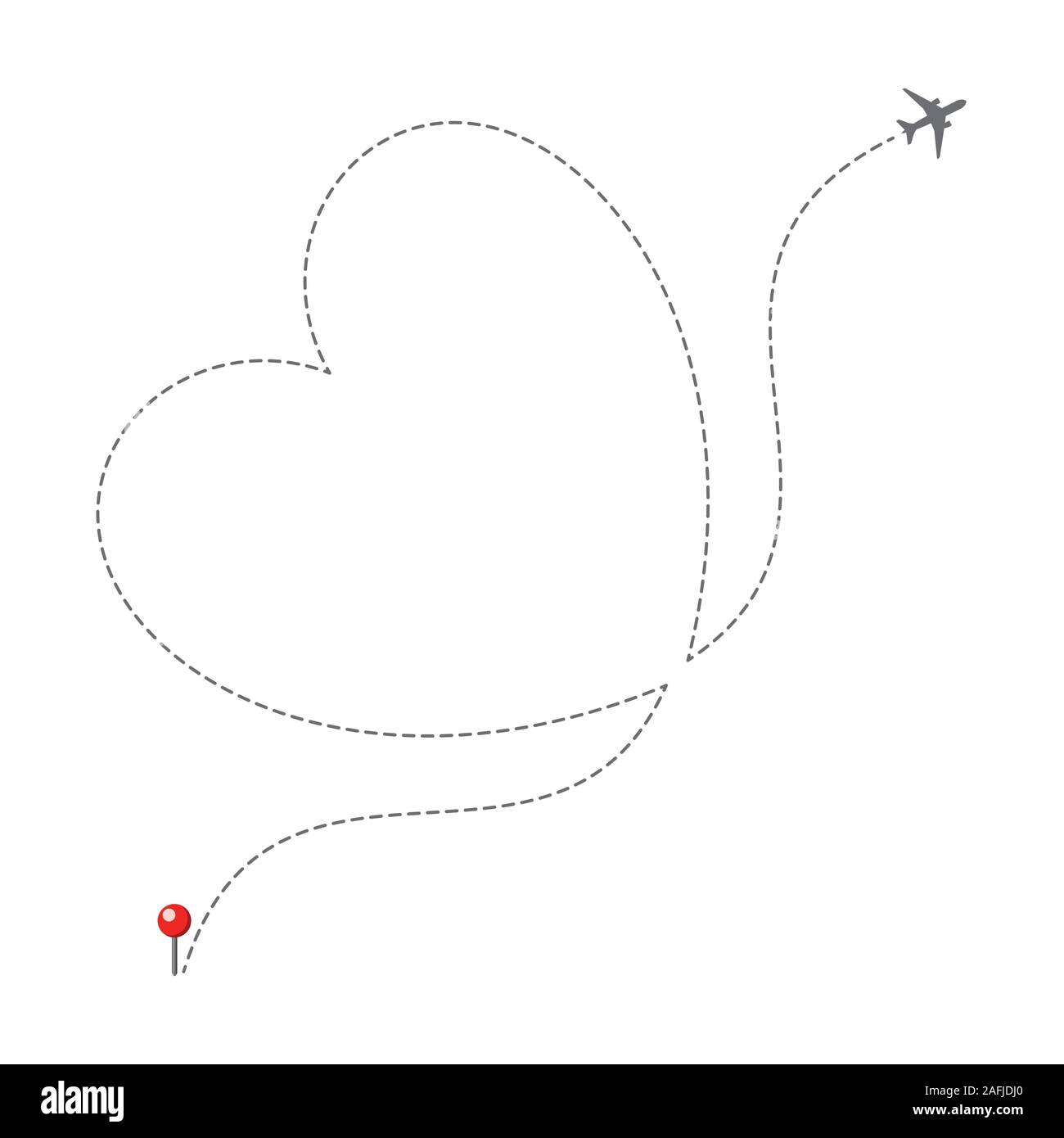Dotted Heart Airplane Route Stock Vector