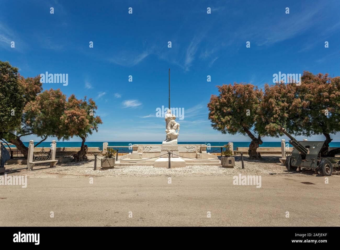 War Memorial Monument, Municipal Villa, Trani, Bari, Apulia, Puglia, South of italy Stock Photo