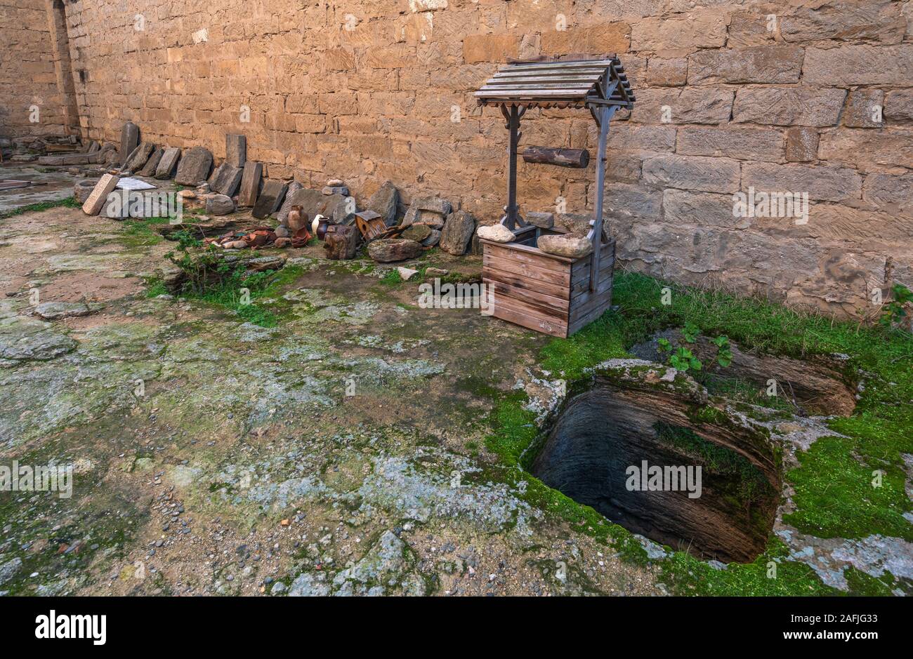 Artifacts in ancient fortress, dated to the 14th century, located in ...