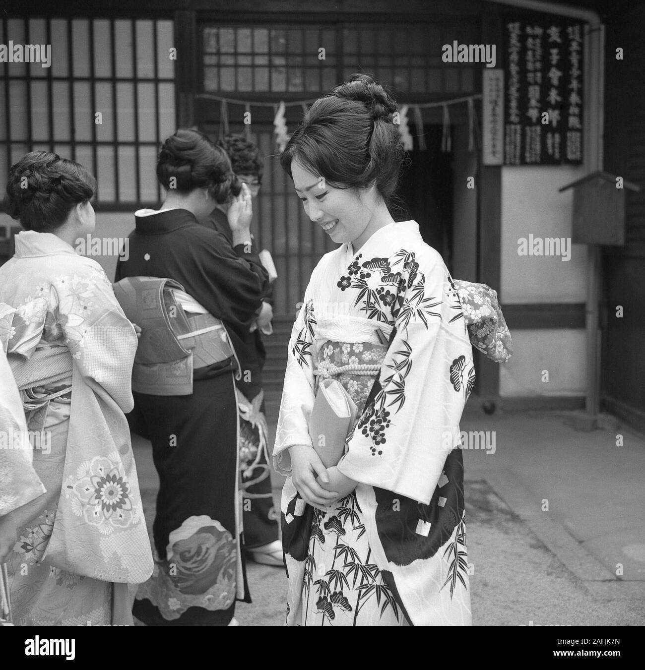 Geishas wait for their appearance on a traditional event Stock Photo